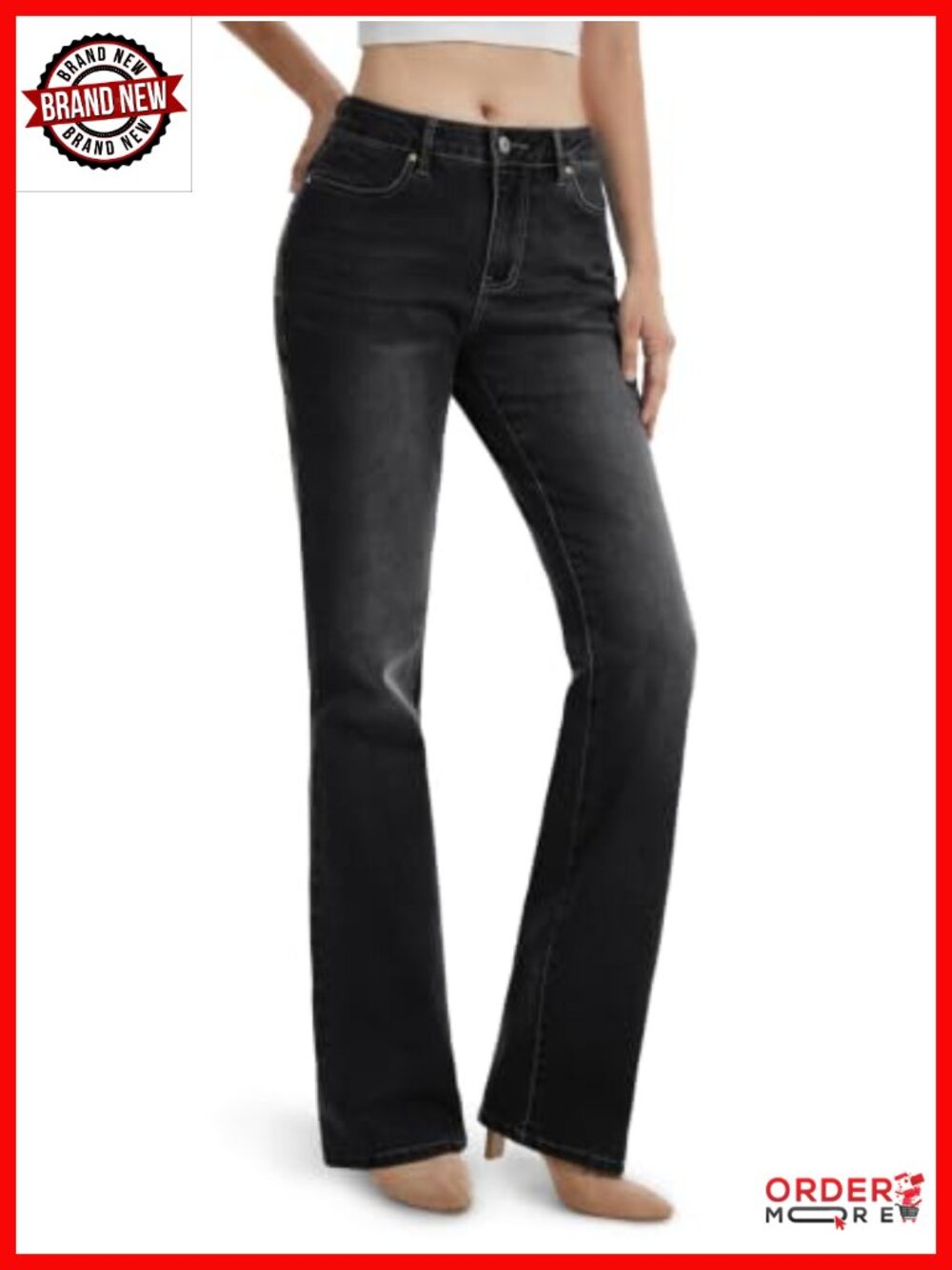Petite Curvy Bootcut Flare Jeans Stretch Denim 26 28 Inseam